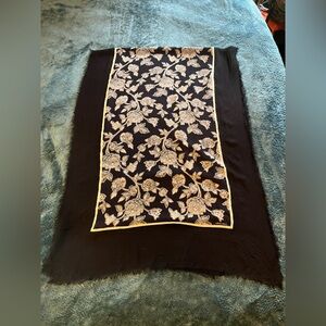 Giorgio Armani 100% Silk Floral Black, Navy and Cream Scarf